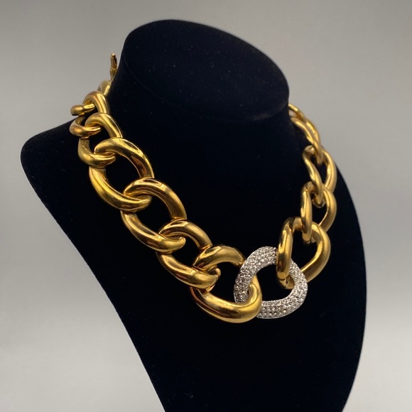 Vintage chunky chain with crystal link KJL 1980-86 - Picture 1 of 9